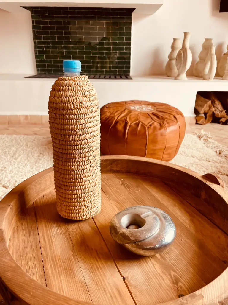 Cache bouteille en feuille de palmier