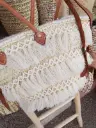 Grand sac en osier avec franges