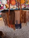 Grand sac en osier avec franges en cuir