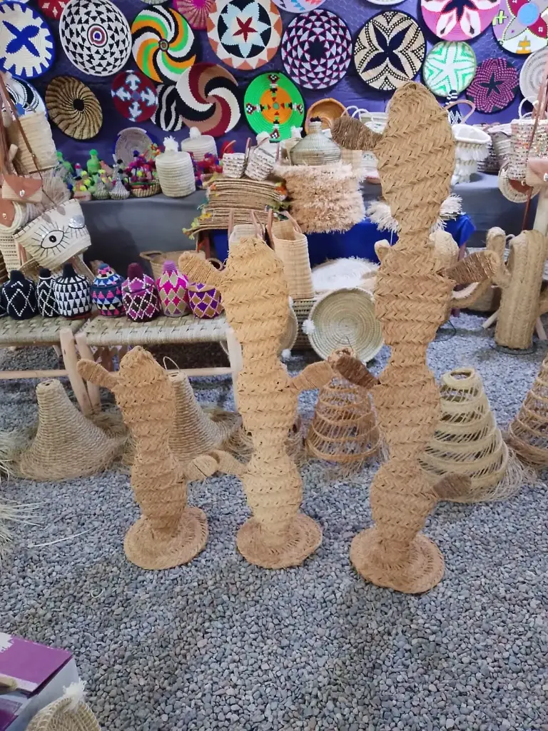 Cactus décoratif en halfa tressé