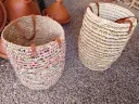 Panier XL en osier et ances en cuir