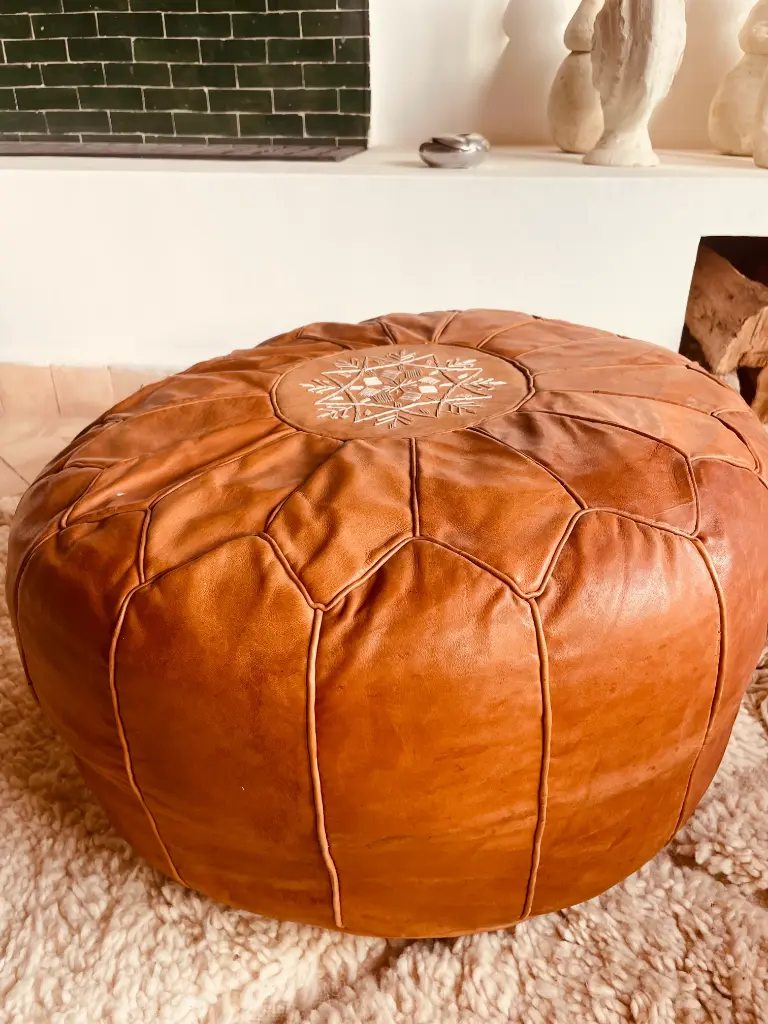 Pouf en cuir